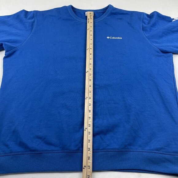 Columbia Sweatshirt Women’s XL Crew Neck Blue Spellout Sleeve Cotton Blend - Picture 5 of 10
